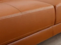 Sofá de canto direito em pele premium caramelo EXCELSIORA
