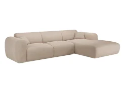 Sofá de canto direito em veludo canelado fino bege estilo design POGNI da Maison Céphy