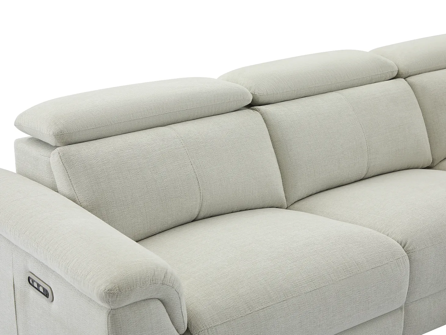 Sofá de canto direito relax elétrico em tecido beige MAKORO