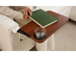 Sofá de canto em chenille - con función de dormir - con USB, Type-C e lâmpada de leitura - encosto dobrável con dois porta-copos - con banco - Bege