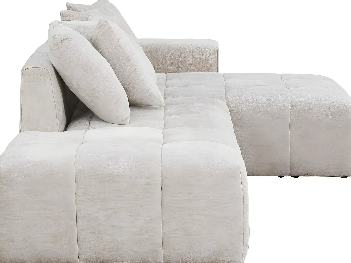 Sofá de canto em tecido chenille "Haussmann" 3 lugares - Bege