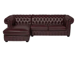 Sofá de canto esquerdo chesterfield 100% pele BRENTON
