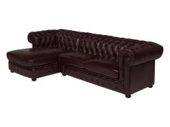 Sofá de canto esquerdo chesterfield 100% pele BRENTON