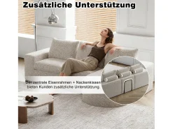 Sofá de canto modular de 6 lugares com chaise longue - Tecido chenille bege - Não necessita de montagem