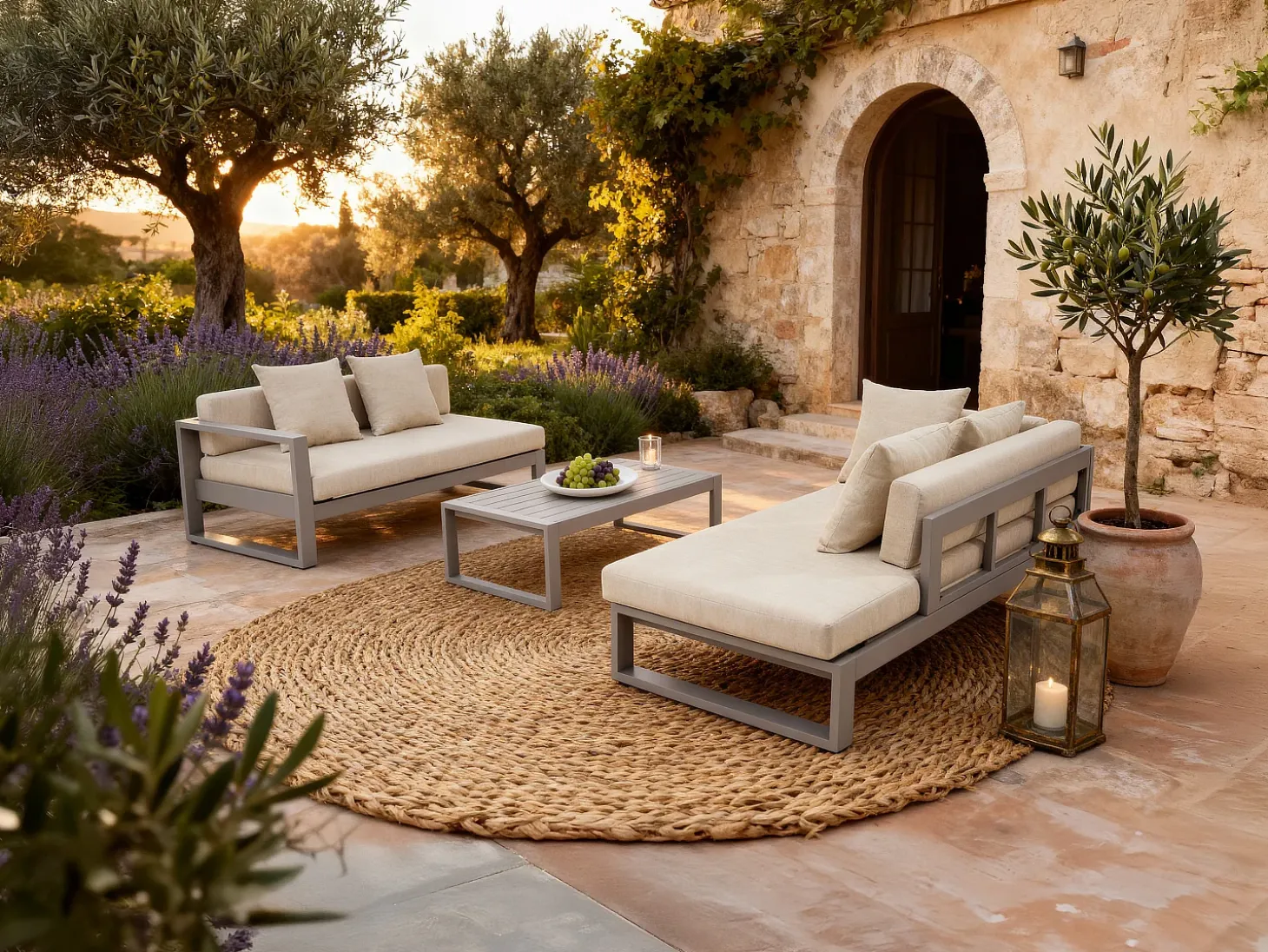 Sofá de canto modular de jardim em alumínio - Taupe - MOLOKAI de MYLIA