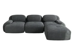 Sofá de canto modular, design ergonómico, revestimento em veludo cotelê, braços extra largos, cinzento