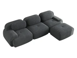 Sofá de canto modular, design ergonómico, revestimento em veludo cotelê, braços extra largos, cinzento
