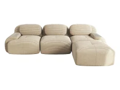 Sofá de canto modular, design ergonómico, revestimento em veludo cotelê, braços extra largos, bege