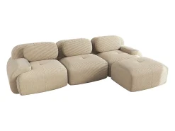 Sofá de canto modular, design ergonómico, revestimento em veludo cotelê, braços extra largos, bege