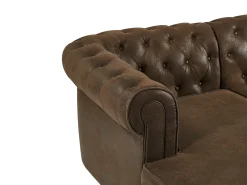 Sofá de canto panorâmico microfibra aspeto couro envelhecido CHESTERFIELD