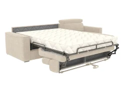 Sofá de canto reversível converível abertura rápida em tecido bege - Cama 140 cm VIZIR