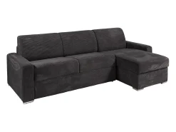 Sofá de canto reversível convertível abertura rápida veludo canelado cinzento 140 cm - 14 cm CALITO