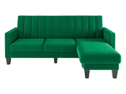 Sofá de canto reversível de 3/4 -Sater em tecido verde - Meridian ou Pouf - arranhões verticais - 208x76x85cm