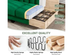 Sofá de canto reversível de 3/4 -Sater em tecido verde - Meridian ou Pouf - arranhões verticais - 208x76x85cm