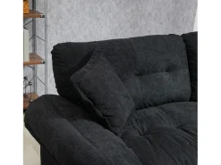 Sofá de dois lugares e cadeirões giratórios em tecido chenille preto - Com almofadas