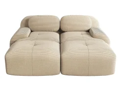 Sofá de dois lugares em veludo xadrez, antiderrapante, com apoios de braços ergonómicos e estofamento macio de alta resistência, bege.
