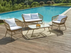 Sofá de jardim 2 lugares em resina entrançada natural claro - LOUSINI de MYLIA