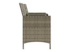 Sofá de jardim de 2 lugares com mesa e bancos vime PE cinzento