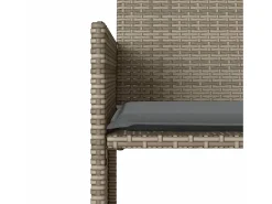 Sofá de jardim de 2 lugares com mesa e bancos vime PE cinzento