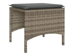 Sofá de jardim de 2 lugares com mesa e bancos vime PE cinzento