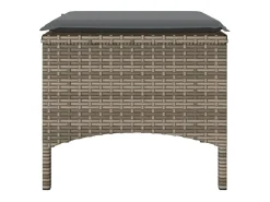 Sofá de jardim de 2 lugares com mesa e bancos vime PE cinzento