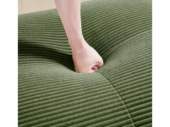 Sofá de quatro lugares, veludo canelado, enchimento de alta resiliência 32D, design ergonómico, embalado a vácuo, verde.