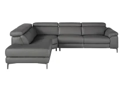 Sofá de relaxamento com chaise longue esquerda em pele cinzenta escura 6112 ANGEL CERDA