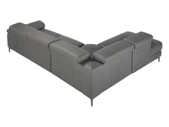 Sofá de relaxamento com chaise longue esquerda em pele cinzenta escura 6112 ANGEL CERDA