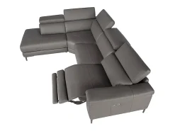 Sofá de relaxamento com chaise longue esquerda em pele cinzenta escura 6112 ANGEL CERDA