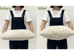 Sofá de veludo de 2 -sete, com 2 almofadas, assentos profundos de 56cm, 178x76x89cm, bege