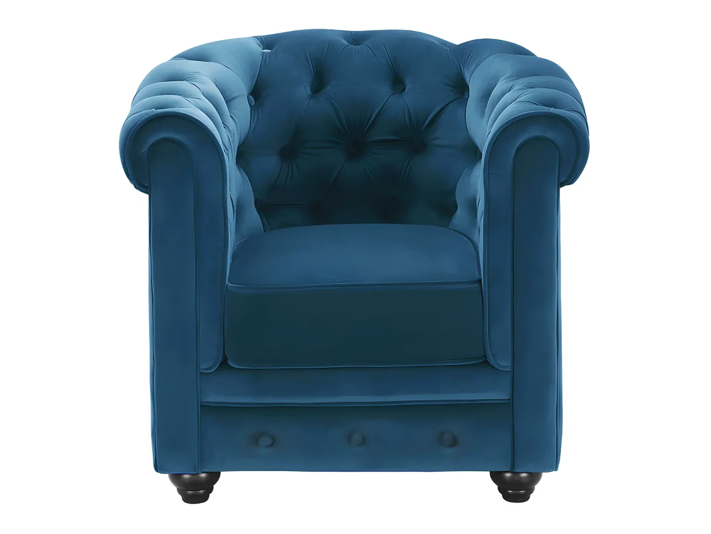 Sofá e 2 cadeirões em veludo azul esverdeado CHESTERFIELD