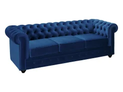 Sofá e 2 cadeirões em veludo azul real CHESTERFIELD