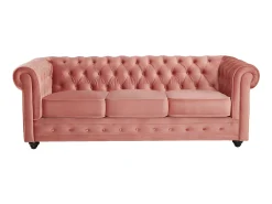 Sofá e 2 cadeirões veludo rosa pastel CHESTERFIELD