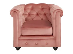 Sofá e 2 cadeirões veludo rosa pastel CHESTERFIELD