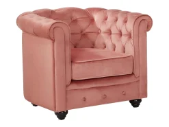 Sofá e 2 cadeirões veludo rosa pastel CHESTERFIELD