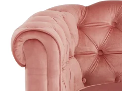 Sofá e 2 cadeirões veludo rosa pastel CHESTERFIELD