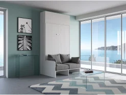 Sofá Kentaro White Ash 120 Cama com móvel de parede articulado