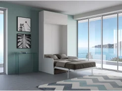 Sofá Kentaro White Ash 120 Cama com móvel de parede articulado