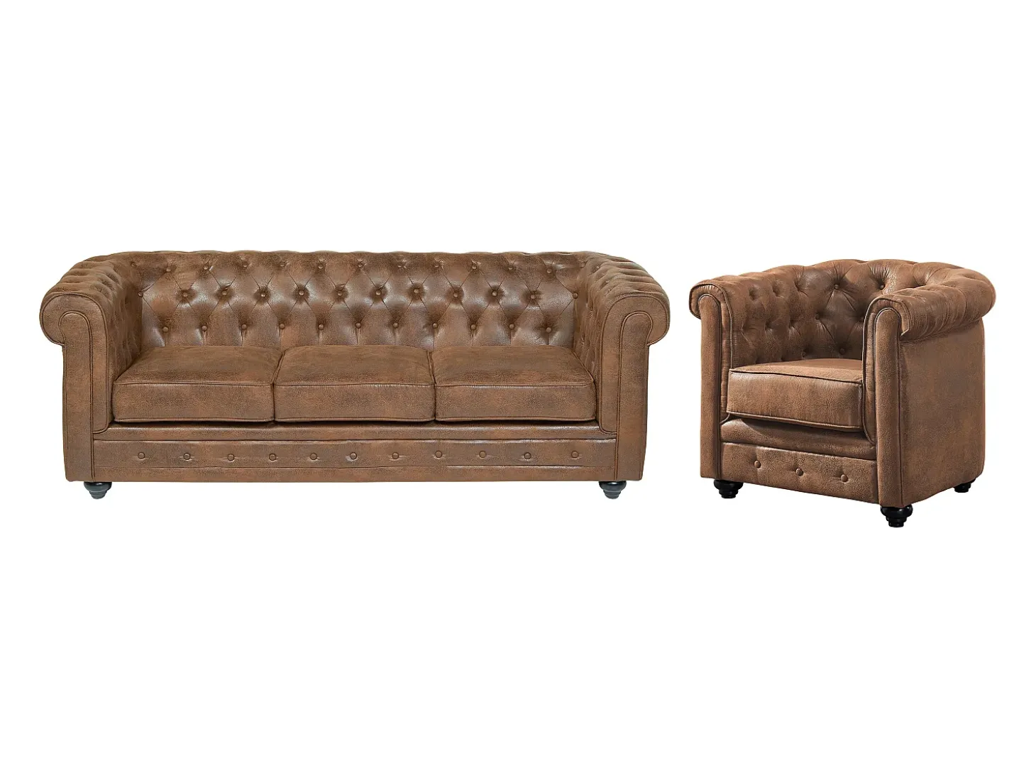 Sofá 3Lugares +cadeirão microfibra envelhecida CHESTERFIELD