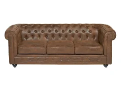 Sofá 3Lugares +cadeirão microfibra envelhecida CHESTERFIELD