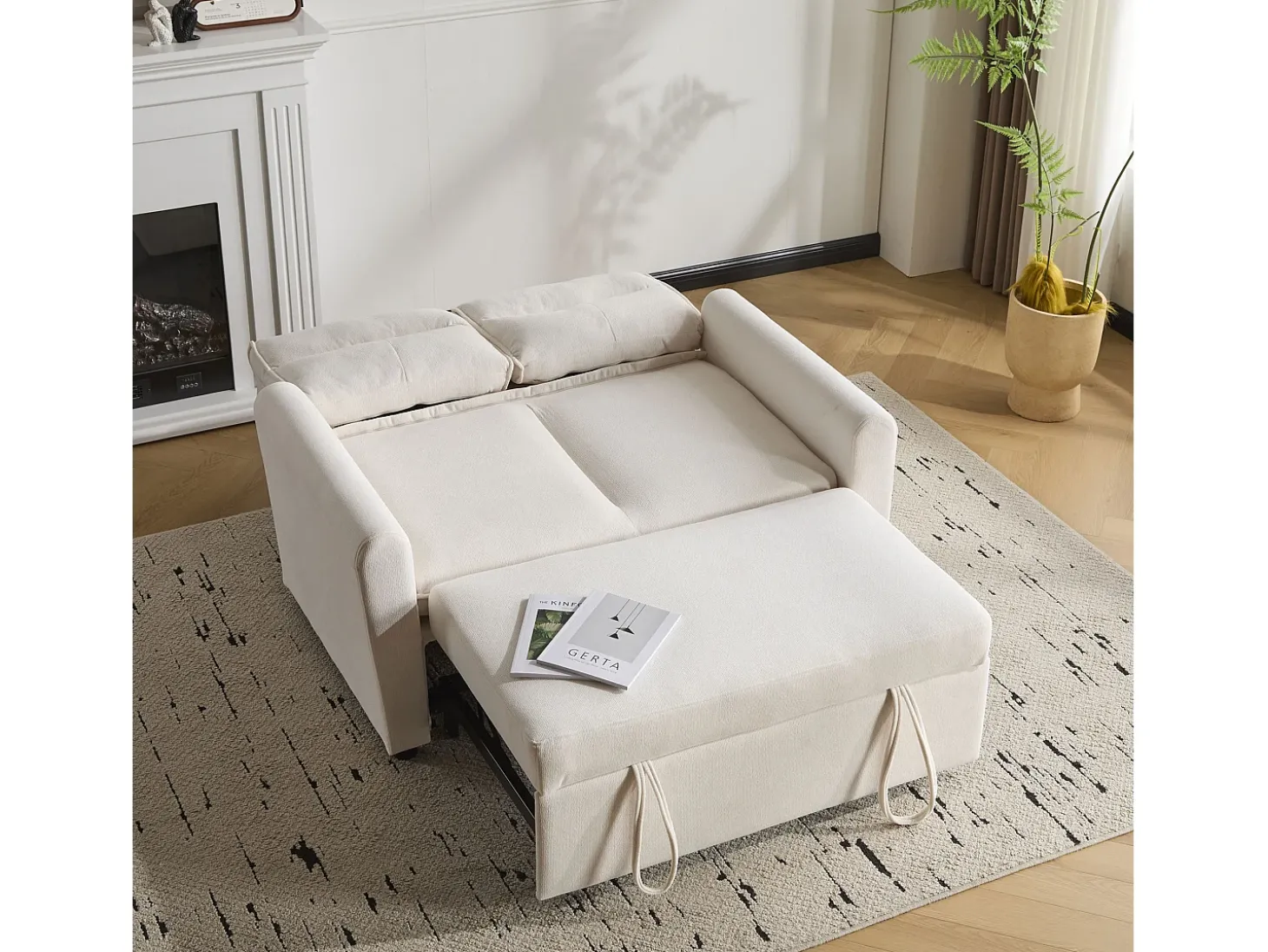 Sofá moderno 2 lugares - dobrável - com função de encaixe - bege