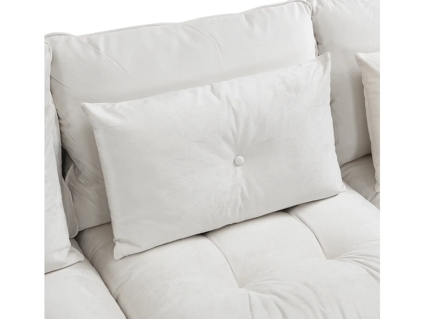 Sofá modular 4 lugares + espaço de armazenamento + revestimento em pelúcia - com combinação de sofá-cama - Bege