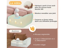 Sofá Modular 2 lugares em tecido peluche, com 2 almofadas, assento extra profundo 75cm, 204x104x73cm, Rosa
