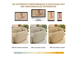 Sofá Modular 2 lugares em tecido peluche, com 2 almofadas, assento extra profundo 75cm, 204x104x73cm, Caqui