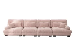 Sofá modular, canto de quatro lugares, veludo, rosa