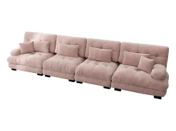 Sofá modular, canto de quatro lugares, veludo, rosa