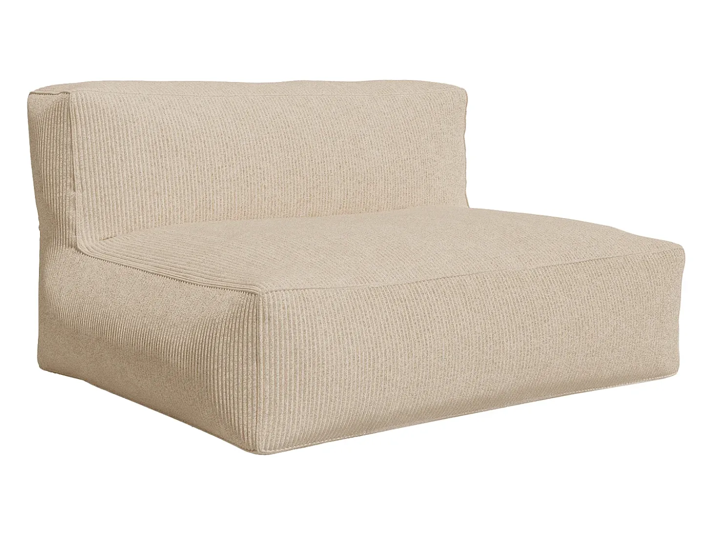 Sofá modular com poltrona e pufe em veludo canleado bege NOUMARA