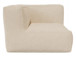 Sofá modular com pufe em veludo canelado bege NOUMARA