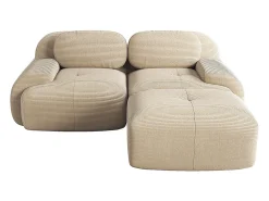 Sofá modular de canto em veludo macio de 82 polegadas, com braços curvos, enchimento em espuma de alta resiliência, bege.