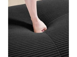 Sofá modular em forma de U, tecido de veludo cotelê, braços extra largos, estofamento de alta resiliência 32D, preto.
